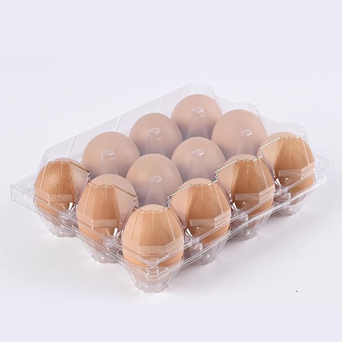 100 pc clear plastic Egg Cartons Cheap Bulk, 12 grid Reusable Eggs Carton Bulk, clear Large egg cartons,It Can Hold 2.3 oz of eggs Perfect for Family, Farm, Markets.(3x4 egg cartons)