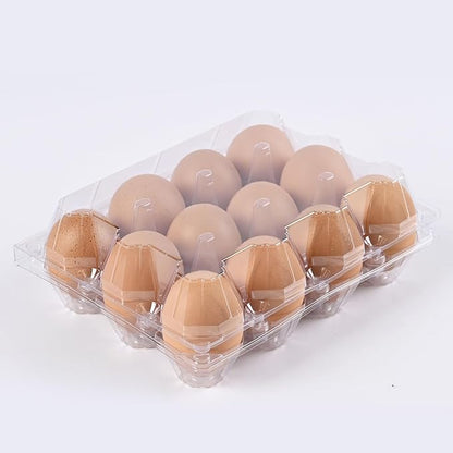 100 pc clear plastic Egg Cartons Cheap Bulk, 12 grid Reusable Eggs Carton Bulk, clear Large egg cartons,It Can Hold 2.3 oz of eggs Perfect for Family, Farm, Markets.(3x4 egg cartons)