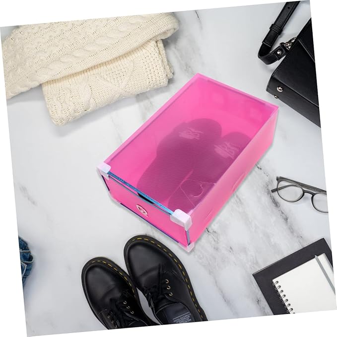Holibanna 5Pcs Stackable Shoes Storage Organizer Boxes Transparent Plastic Shoe Cases with Drawer Design for Easy Access for Bedroom Balcony and Living Room