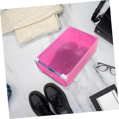 Holibanna 5Pcs Stackable Shoes Storage Organizer Boxes Transparent Plastic Shoe Cases with Drawer Design for Easy Access for Bedroom Balcony and Living Room