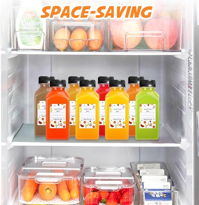 Leaflai Juice Bottles - 8oz Bottles with Lids, 12 pcs Plastic Juice Containers with Caps Reusable Drink Containers for Juice Milk Coffee Water Smoothie and Other Beverages,Christmas gift