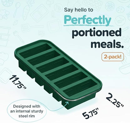 Souper Cubes 1/2 Cup Silicone Freezer Molds, Perfect for Storing Soups, Sauces, Juices, Desserts, Smoothie Prep and More, Freezer Portion Molds for Meal Prepping - Kale - 2-Pack