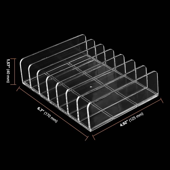 SEUNMUK 4 Pack Acrylic Eyeshadow Makeup Palette Organizer, 7 Section Clear Makeup Palette Holder, Eyeshadow Palette Display Stand for Blush, Concealer