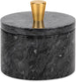 Marble Salt Cellar with Lid, 4 inch Natural Stone Salt Pepper Box, Alloy Lid for Kitchen Countertop Storage (Dark Grey, 4 * 3.5)