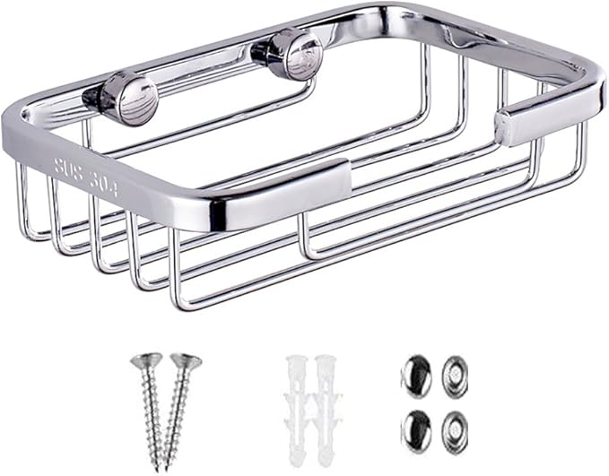 304 Stainless Steel Soap Dish Holder,Storage Soap Saver Wall Mounted for Kitchen Sink Bathroom Shower,Drainable and Rust Proof