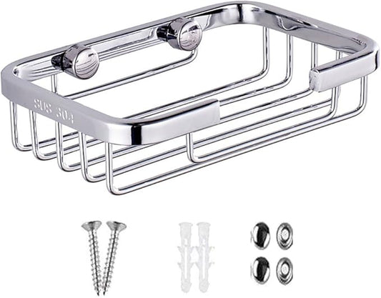 304 Stainless Steel Soap Dish Holder,Storage Soap Saver Wall Mounted for Kitchen Sink Bathroom Shower,Drainable and Rust Proof