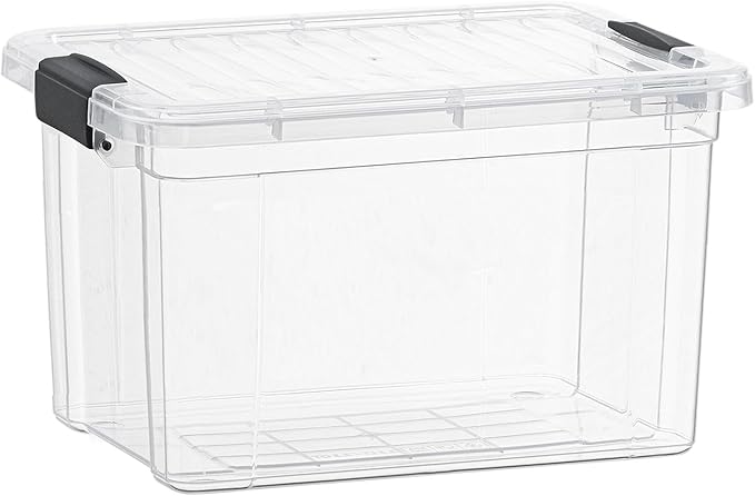 Superio Mini Deep Storage Organizer Bin with Lid X-Deep Small Clear Storage Box with Latch for Home, Kitchen, Garage- Store Toys, Food, Supplies, and Hair Accessories (2.4 Quart)