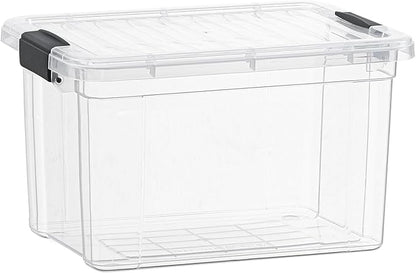 Superio Mini Deep Storage Organizer Bin with Lid X-Deep Small Clear Storage Box with Latch for Home, Kitchen, Garage- Store Toys, Food, Supplies, and Hair Accessories (2.4 Quart)
