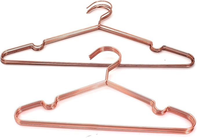 30Pack Koobay 13" Children Rose Copper Gold Shiny Metal Wire Top Clothes Hangers for Shirts Coat Storage & Display