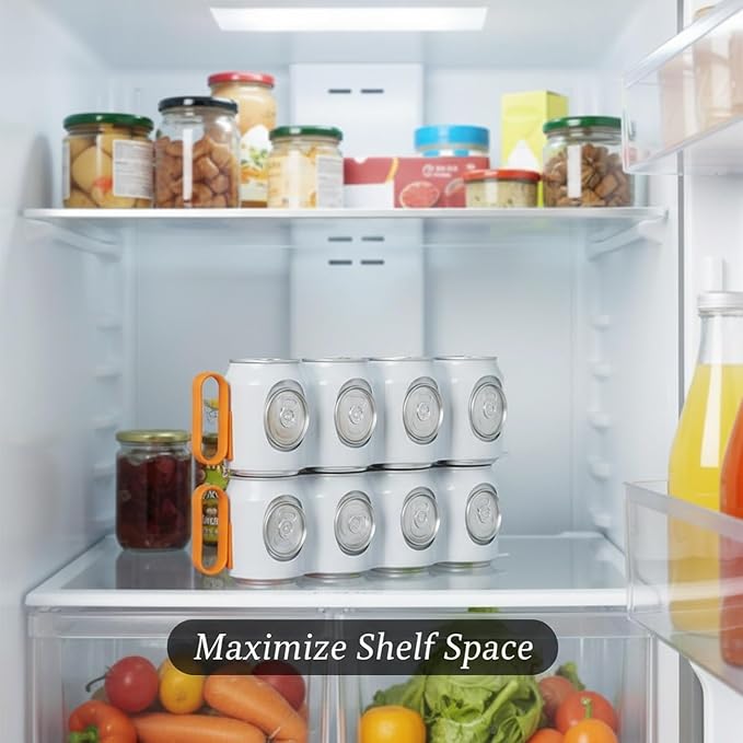 Stacking Can Dispenser for Refrigerator, Slim Vertical Soda Organizer Rack to Maximize Shelf Space, Durable PP Plastic Storage Holder for Pantry & Kitchen