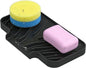Sponge Holder for Kitchen Sink, Dish Sponge Holder & Soap Tray with Drain, Bathroom Sink Sponge Drying Rack & Perfect Organizer for Dispenser,Bottle,Cup on Sinks or Counter(8"x 4"Black)