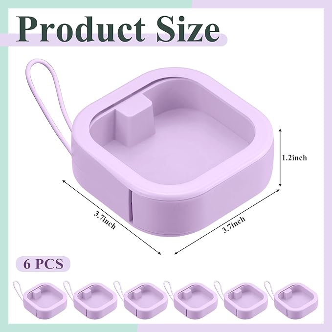 Kathfly 6 Pcs Hair Tie Organizer, Portable Bobby Pin Holder, Stackable Hair Accessories Holder for Travel, Cotton Swabs Dispenser, Jewelry Organizer Box(Purple)