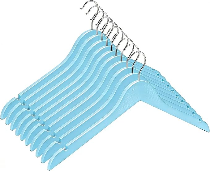 Fresh Blue Wooden Hangers 20 Pack for Adults Heavy Duty Non-Slip Clothes Hangers, Colorful Wood Hangers Pack of 20 Sturdy Coat Hangers for Men Women Shirts Pants Coats Assorted Colors (Blue)