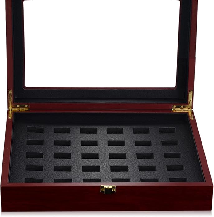 Large Wooden Display Box Case for Championship Rings Storage 290x230x75mm - Your Rings from Scratches - Great for Sports Collectors and Wedding Bands
