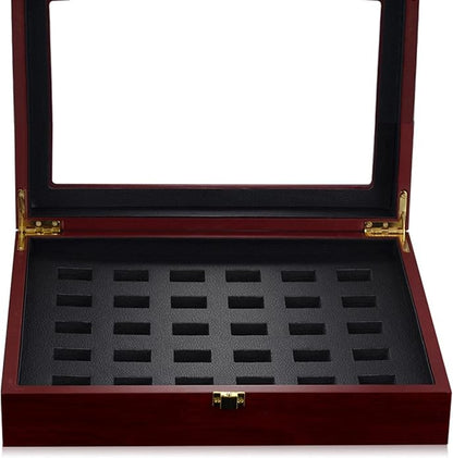 Large Wooden Display Box Case for Championship Rings Storage 290x230x75mm - Your Rings from Scratches - Great for Sports Collectors and Wedding Bands