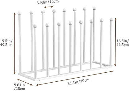 pickpiff Free Standing Shoe Racks - 19.5 Inch White Metal Boot Rack Organizer Tall Boots for Dorm Room, Closet, Entryway, Bedroom, Patio Outdoor, Hallway, White, Shoe Storage Fit for 8 Pairs