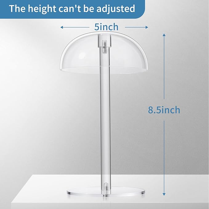 JUESHA Small-Sized Clear Acrylic Hat Display Stand for Kids, Countertop Hat Holder for Little Baseball Caps Cowboy, Wig Head Counter Stand for Closet (NON-ADJUSTABLE HEIGHT)