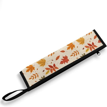Fall Leaves Print Reusable Travel Tableware Carrying Bag Storage Case Cutlery Flatware Organziers for Straw Spoon Fork Chopsticks Portable Utensil Holder