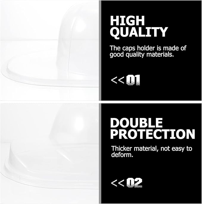 Outanaya 2pcs Transparent Baseball Cap Holder Support for Display Travel Storage High-grade Plastic with Smooth Edges Organizing Preserving Hats