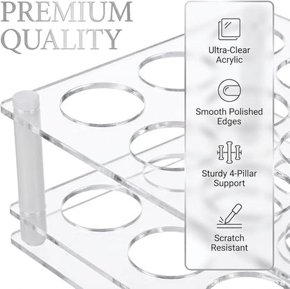 BOXIN 12Slots Roller Bottles Holder, Perfect Vertically Hold For Essential Oils Rollers, Great Oils Display Holder Roller Bottles Storage Shelf Organizer,Hole Diameter 2.3cm/0.9inch,Acrylic,DIY