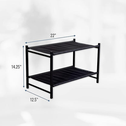 Teal Triangle Aspen Freestanding Shoe Rack Storage Organizer | Sturdy Two-Tier Shoe Caddy for Floor Use | Heavy Duty Shoe Storage Rack for Entryway or Closet | Durable & Space-Saving Shoe Organizer