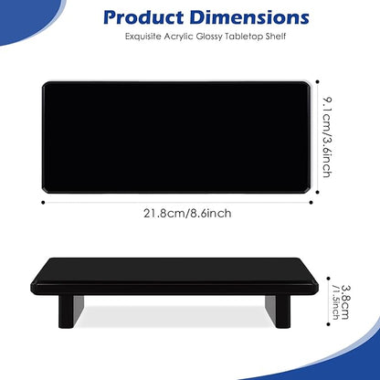 Acrylic Bathroom Counter Tray Stand, Kitchen Soap Holder Riser for Vanity Candle Plant Display, (1, Black-Small-8.6 x 3.6 x 1.5)
