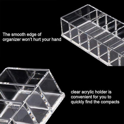 2 Pcs Clear Acrylic Compact Organizer Blushes Highlighters Eyeshadow Makeup Organizer, 8 Spaces