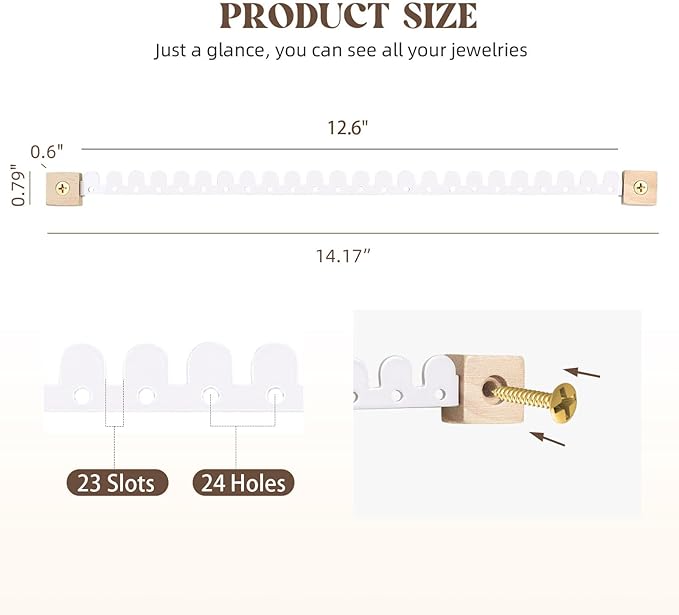 Earring Organizer Wall Mounted 4 Pack Earring Holder Hanging Jewelry Organizer Display for Stud/Hoop/Dangle Earring Necklace Bracelet Ring,White