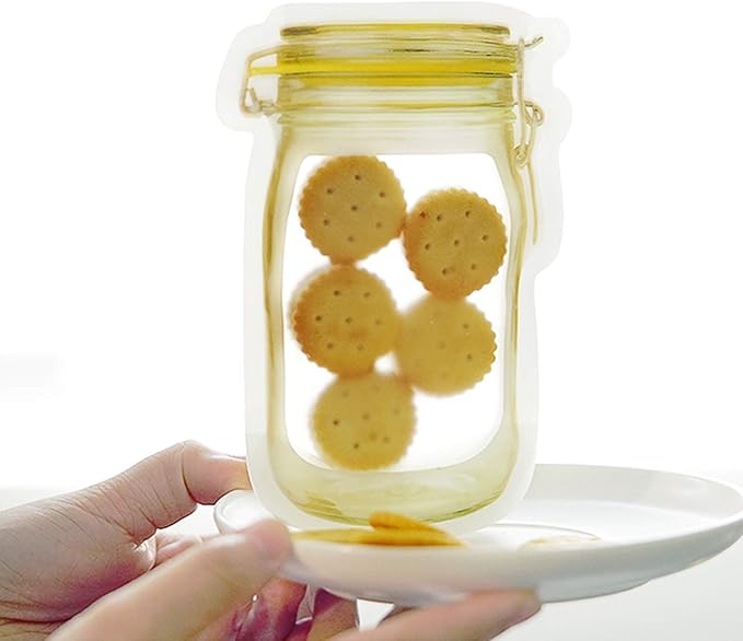 Mason Jar Bags Yellow, 20 Pcs Reusable Airtight Seal Food Storage Bags Leak-Proof Saver Bags for Travel Camping