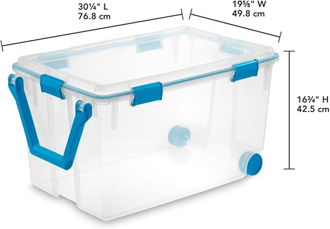 STERILITE 120 QT. Plastic Storage Container with Gasket Latch LID in Clear, 12-Pack
