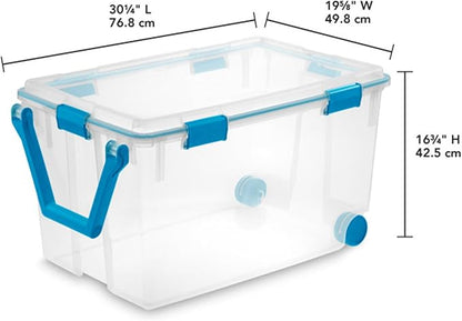 Sterilite 3-Pack Gasket Box, Weather-Resistant Storage Bins with Latching Lids, 120 Quart - Heavy-Duty Organizing Containers for Closet, Bathroom, and Office