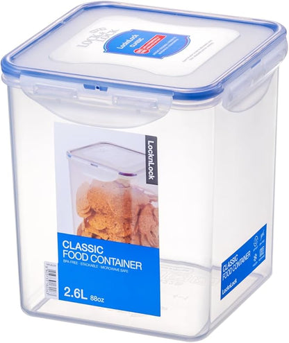 LOCK & LOCK Easy Essentials Pantry Food storage containers with lids / Pantry storage / Airtight containers, BPA free - Square - 11 cup - Great for Sugar, Clear