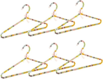 6-Piece Pearl Clothes Hanger Set Wedding Hanger Bridal Bridesmaid Hangers for Wedding Dress Standard Pearl Hangers (Multi-Color, 6)