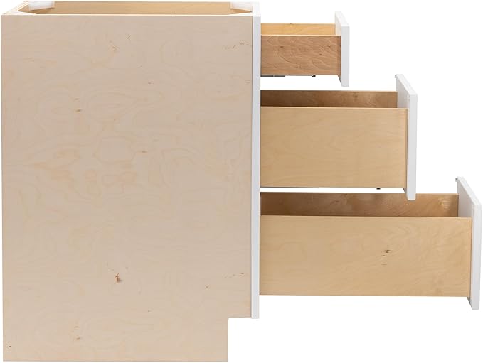 Quicklock RTA (Ready-to-Assemble) | Base Kitchen Cabinets - Shaker Style | Made in America (Pure White, 15" W x 34.5" H x 24" D 3 Drawer Pots and Pans)