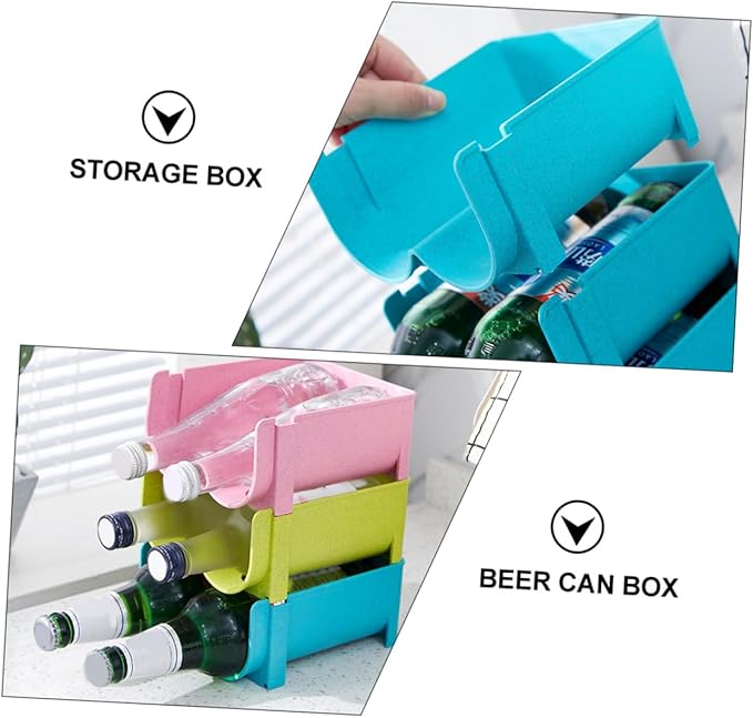 Cabilock 3pcs Stackable Refrigerator Drink Organizer Beer Can Storage Box for Kitchen