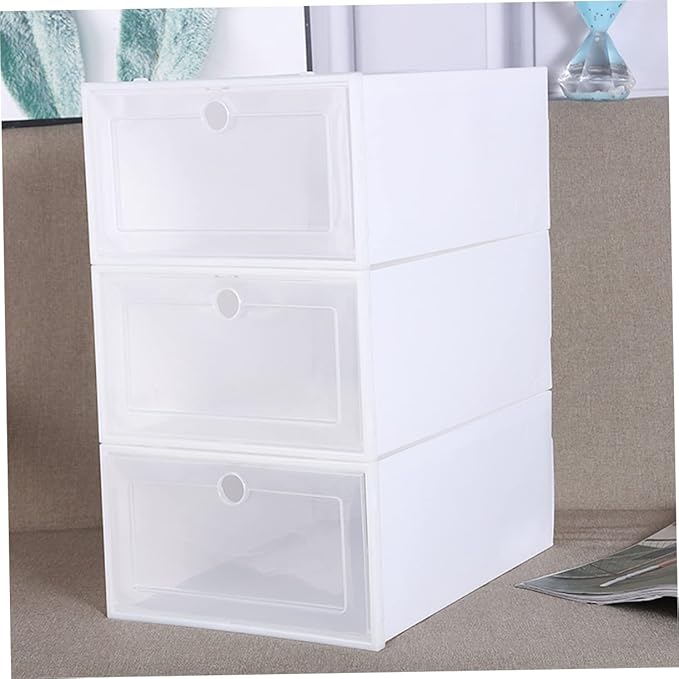 iplusmile 6pcs Transparent Plastic Shoe Boxes Drawer Type Stackable Shoes Storage Containers Dustproof Organizer for Men for