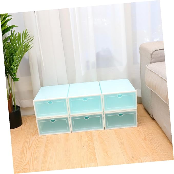 6pcs Shoe Organizer Space Saver Thicken Shoe Boxes Storage Bin Lids for Closet and Entryway