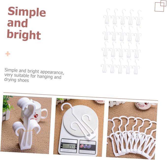 VOSAREA 20Pcs Plastic Shoe Hanging Hooks Shoe Display and Drying Racks Adjustable Storage Organizers for Closet and Door for Home and Travel