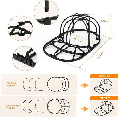 XQXA Hat Washer Cage for Baseball Caps - Hat Cleaner for Washing Machine & Dishwasher, Fits Adult & Kids Caps - Baseball Cap Washing Cage-Black
