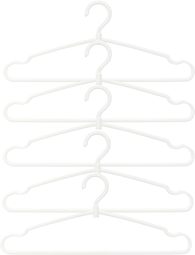 Towa Sangyo 25275 Laundry Clothes Drying Hanger, White, 16.1 x 0.5 x 7.3 inches (41 x 1.3 x 18.5 cm), MS Rotating Hook, Pack of 5