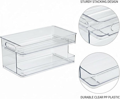 Stacking Can Dispenser, Gravity Fed Beverage Organizer Rack for Refrigerator, Clear PP Plastic Storage for Soda Cans and Bottles