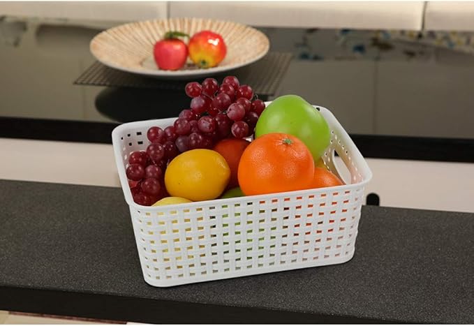 Plastic Weave Storage Basket Bin, 10" x 7.5" x 4", 6 Pack