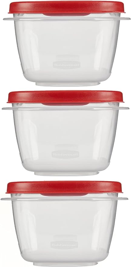 Rubber maid Food Storage Containers Two Cup Food Storage Containers 7 Piece Set, Easy Find Lids, 3 Containers, 3 Lids Chalk Pen And Chalk Labels