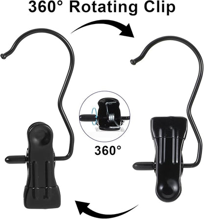 60 Pcs Boot Hangers Clips, Heavy Duty Laundry Hooks and Clothes Pins for Closet Organizer, Portable Space Saving for Travel, Hanging Pants, Jeans, Tall Boots, Towels, Socks, Hats, Black
