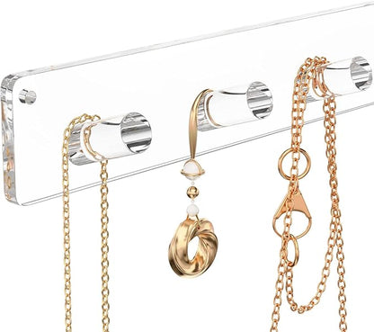 NIUBEE Wall Mounted Necklace Hanger, 4 Pack Acrylic Jewelry Stand Organizer, Bracelets Rings Bangles Display Rack,Best Gift for Girl Women