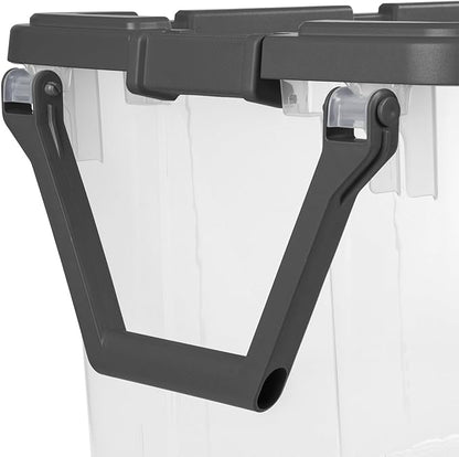 Extra Large Storage Bin, 40 Gallon Wheeled Plastic Storage Container with Handle,Pack of 2 (Clear/Gray)