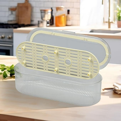 Flatware Tray with Lid,Silverware Tray Kitchen Cutlery Tray and Utensil Storage Container for Flatware and Silverware (Transparent Ripple)