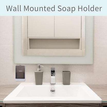 Bar Soap Holder Dish Shower 2 PCS Self Draining Soap Container with Lid, Wall Mounted Soap Box Tray for Bathroom Bathtub Sink, Waterproof White, Adhesive Include (White)