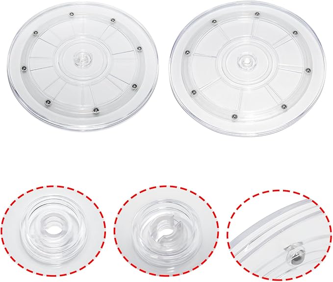 1 Pcs Clear 9 inch Acrylic Lazy Susan Rotating Turntable Organizer Bearings - Round Swivel Plate for Spice Rack, Table, Cake, Kitchen Pantry