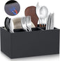 LemonRoad Magnetic Utensil Holder Silverware Caddy with 4 Compartments for Fridge Kitchen Party Counter Wooden Silverware Countertop Holder for Party, Farmhouse, Camping
